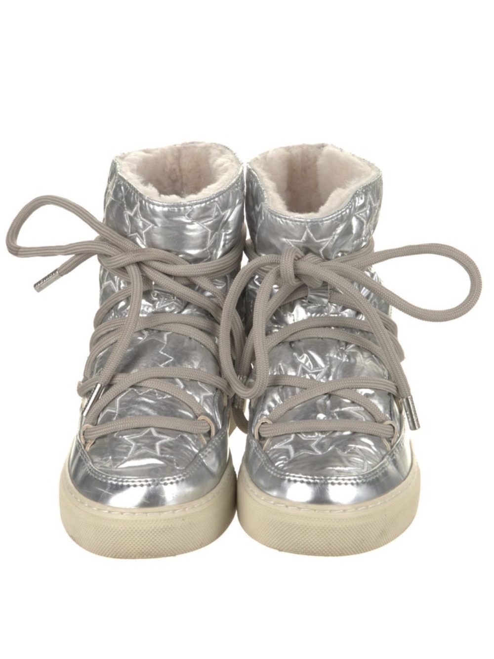 Inuikii Metallic Silver Star Lace-Up Kids Boots
